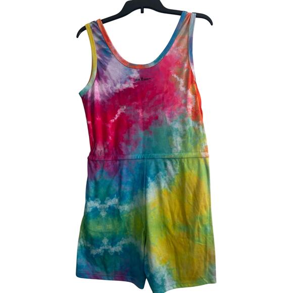 NWOT Truly Vodka Women's Tie Dye Romper Tank Style Drawstring Waist Size Large - Picture 2 of 5